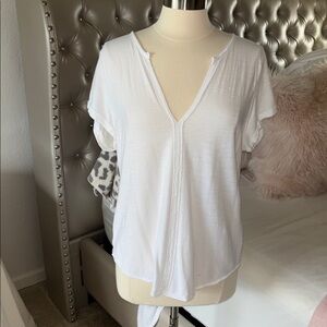 Anthropology White V Neck Tee